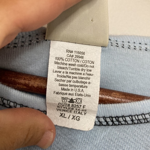 Jess & Jane Top Womens XL Blue Venice Italy Allover Print Long Sleeve Studs - Picture 9 of 10